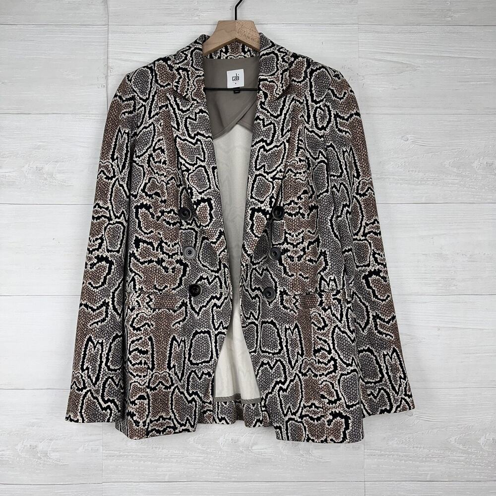Cabi Double Breasted Blazer Size 4 Python Snake Print Ponte Knit Gray Stretch - Picture 15 of 16